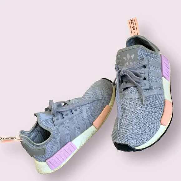 Adidas NMD R1 Boost Athletic Sneakers Running Shoes Women Size 8 Light Granite - Picture 1 of 15